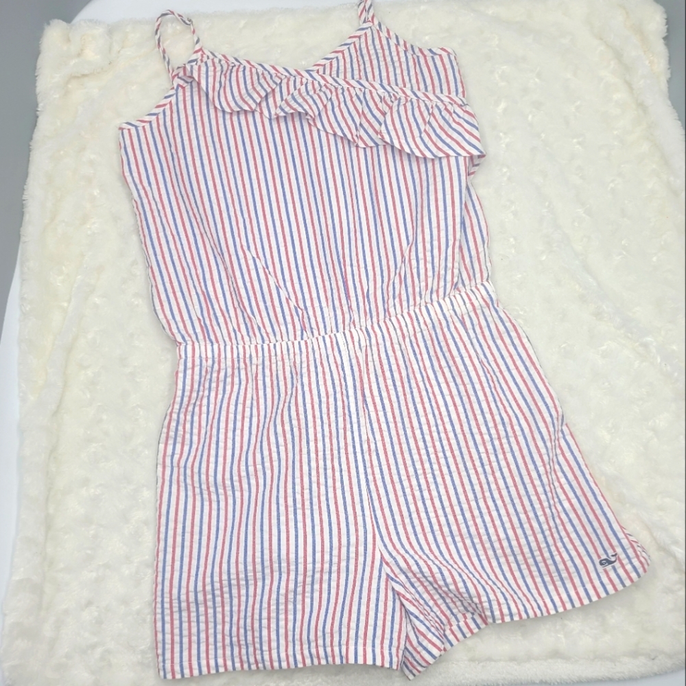 NEW Vineyard Vines girls' firework seersucker romper size L